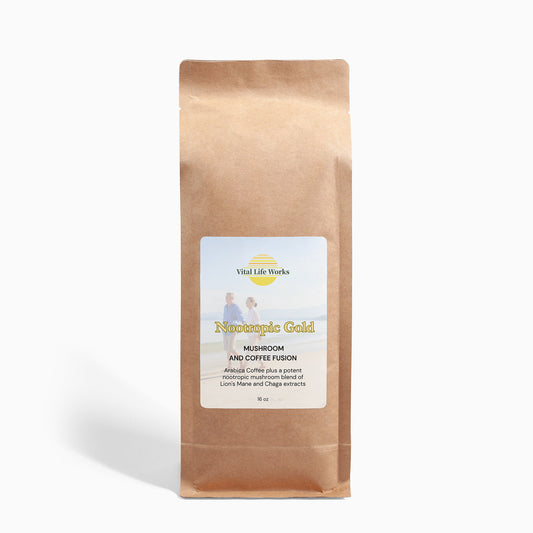 Nootropic Gold Mushroom Coffee Fusion - Lion’s Mane & Chaga 16oz